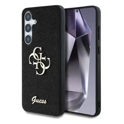 Guess Fixed Glitter Big 4G Metal Logo Samsung Galaxy S25 kemény hátlap tok, fekete