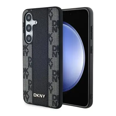 DKNY Leather Checkered Mono Pattern Samsung Galaxy S24+ (S926) MagSafe hátlap tok, fekete DKHMS2