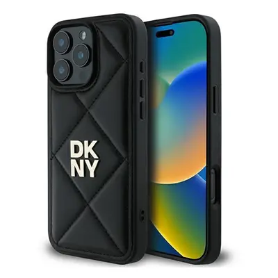 DKNY Quilted Stack Logo iPhone 16 Pro hátlap tok, fekete DKHCP16LPQDSLK