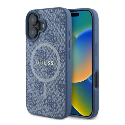 Guess 4G Ring Classic iPhone 16 MagSafe kemény hátlap tok, kék GUHMP16SG4GFRB