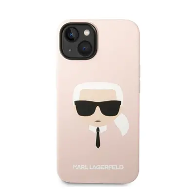 Karl Lagerfeld Head Liquid szilikon hátlap tok Apple iPhone 14, rózsaszín