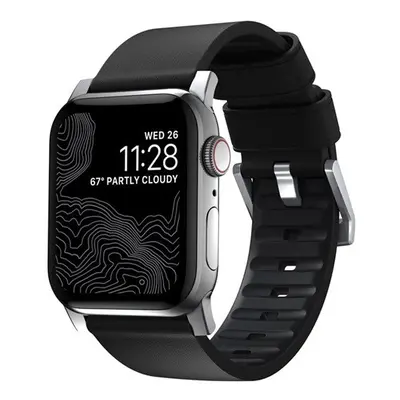 Nomad Active Pro Apple Watch 42/44/45/49mm szíj, fekete ezüst csattal