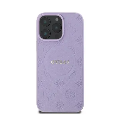 Guess Saffiano Peony Stamp Apple iPhone 16 Pro Magsafe kompatibilis hátlap tok, lila