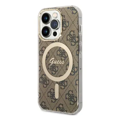 Guess 4G IML MagSafe Apple iPhone 14 Pro hátlap tok, barna