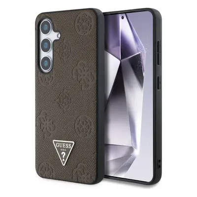 Guess Grained Hot Stamp Peony Pattern Triangle Logo Samsung Galaxy S25 MagSafe kemény hátlap tok