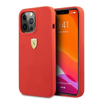 Ferrari Silicone Apple iPhone 13 Pro Max hátlap tok, piros