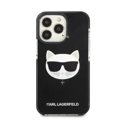 Karl Lagerfeld Choupette Head TPE szilikon hátlap tok Apple iPhone 13 Pro Max, fekete