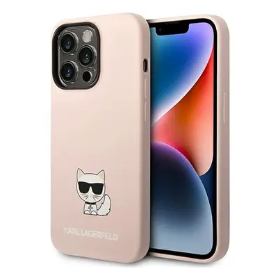 Karl Lagerfeld Silicone Choupette Body Apple iPhone 14 Pro Max hátlap tok, halvány rózsaszín