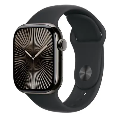 Apple Watch S10 Cellular palaszürke titántok, fekete sportszíjjal, 42mm, M/L