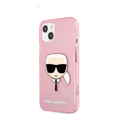 Karl Lagerfeld Head Full Glitter szilikon hátlap tok Apple iPhone 13 mini, rószaszín