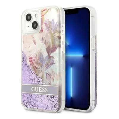 Guess Liquid Glitter Flower Apple iPhone 13 mini hátlap tok, lila