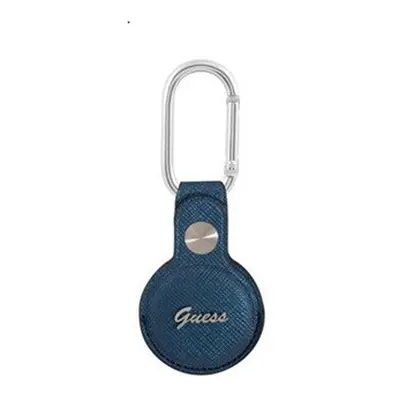 Guess PU Saffiano Script Dog Clip Apple AirTag bőr kulcstartó, kék