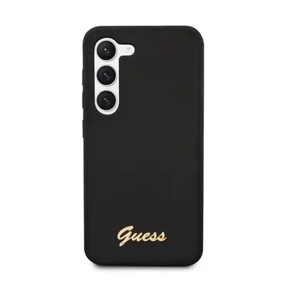 Guess Silicone Vintage Gold Samsung Galaxy S23 szilikon tok, fekete