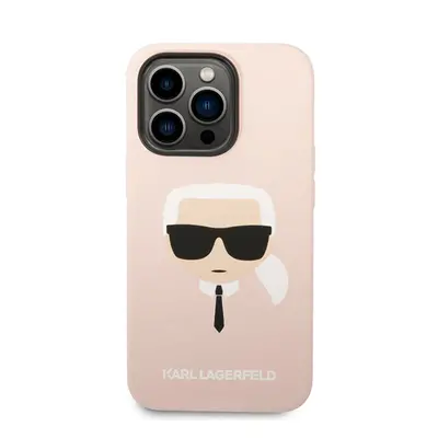 Karl Lagerfeld Head Liquid szilikon hátlap tok Apple iPhone 14 Pro, rószaszín