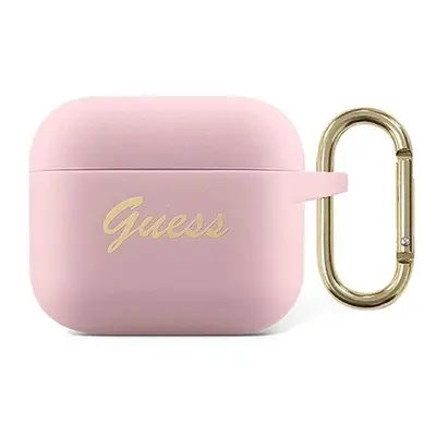 Guess Silicone Vintage Script Apple AirPods 3 tok, rózsaszín