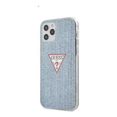 Guess PC/TPU Denim Triangle Apple iPhone 12/12 Pro hátlap tok, világos kék