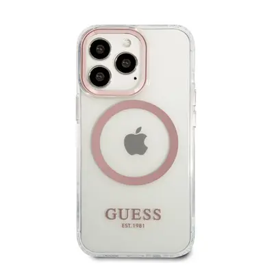 Guess Transparent MagSafe Apple iPhone 13 Pro hátlap tok, rózsaszín