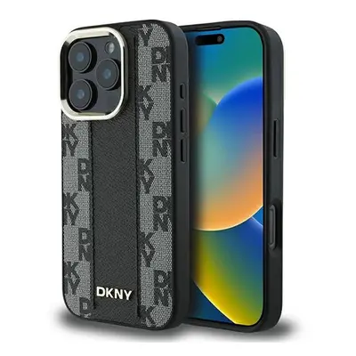 DKNY Checkered Pattern iPhone 16 Pro MagSafe hátlap tok, fekete DKHMP16LPCPVSLK