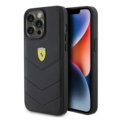 Ferrari Quilted Metal Logo iPhone 15 Pro Max kemény hátlap tok, fekete FEHCP15XRDUK