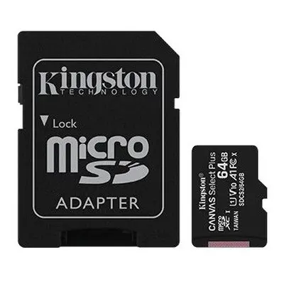 Kingston Canvas Select Plus microSDXC 64GB (Class 10), UHS-I memóriakártya adapterrel (SDCS2/64G