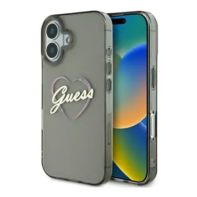 Guess IML Heart iPhone 16 Plus kemény hátlap tok, fekete GUHCP16MHCHGSPK