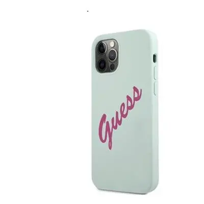 Guess Silicone Vintage Fuschia Script Apple iPhone 12/12 Pro hátlap tok, kék