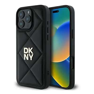 DKNY Quilted Stack Logo iPhone 16 Pro Max hátlap tok, fekete DKHCP16XPQDSLK