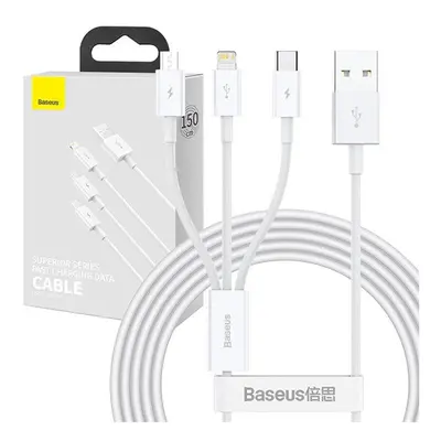 Baseus Superior Series 3in1 töltő- és adatkábel, USB / microUSB / Type-C / Lightning, 3,5 A, 1,2