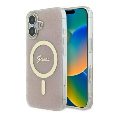 Guess IML 4G MagSafe iPhone 16 MagSafe kemény hátlap tok, rózsaszín GUHMP16SH4STP