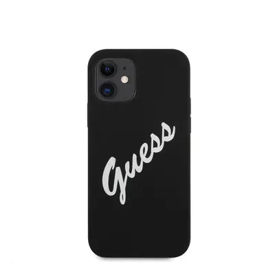 Guess Silicone Vintage Script Apple iPhone 12 mini hátlap tok, fekete