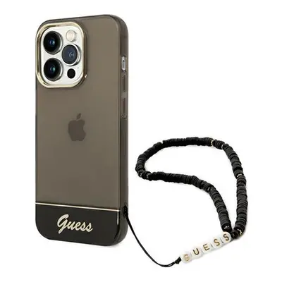 Guess Translucent Pearl Strap Apple iPhone 14 Pro hátlap tok , fekete