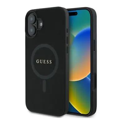 Guess Saffiano Classic Logo iPhone 16 MagSafe hátlap tok, fekete GUHMP16SPSAHMCK