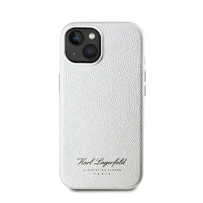 Karl Lagerfeld Grained PU Hotel RSG iPhone 15 hátlap tok, ezüst