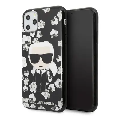 Karl Lagerfeld Original szilikon hátlap tok Apple iPhone 11 Pro, virágos, fekete