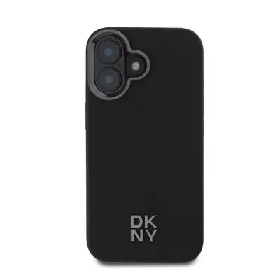 DKNY PU Leather Stack Logo iPhone 16 MagSafe tok, fekete