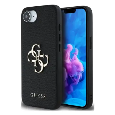 Guess PU Grained 4G Metal Logo Apple iPhone 16e hátlap tok, fekete