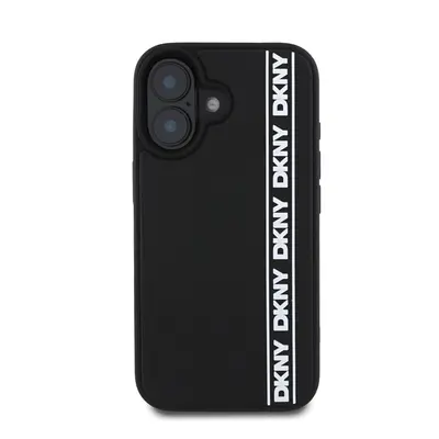 DKNY 3D Rubber Repeat Logo Line iPhone 16 tok, fekete