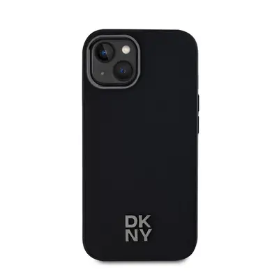 DKNY PU Leather Stack Logo iPhone 15 MagSafe tok, fekete