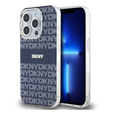 DKNY PU Leather Repeat Pattern Tonal Stripe iPhone 13 Pro tok, kék