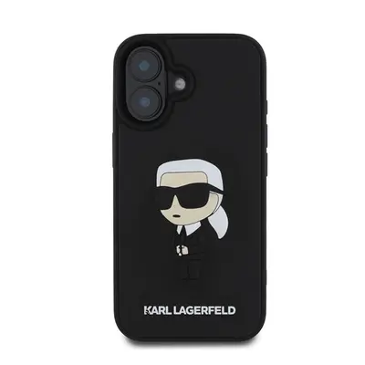 Karl Lagerfeld 3D Rubber Ikonik Apple iPhone 16 hátlap tok, fekete