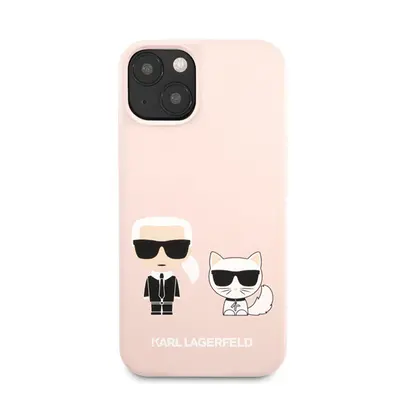 Karl Lagerfeld and Choupette Liquid szilikon hátlap tok Apple iPhone 13 mini, rózsaszín