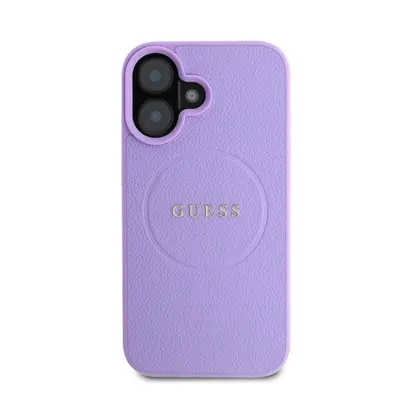 Guess PU Grained Classic Logo Apple iPhone 16 Plus MagSafe kompatibilis hátlap tok, lila