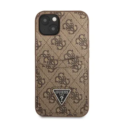 Guess 4G Saffiano Double Card Apple iPhone 13 bőr hátlap tok, barna