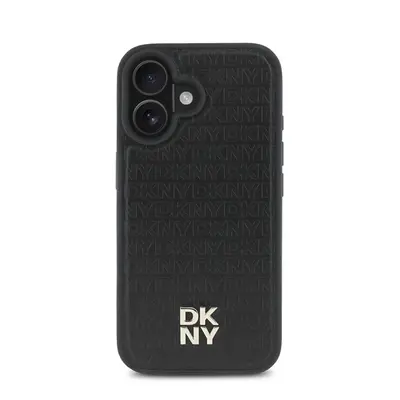 DKNY PU Leather Repeat Pattern Stack Logo iPhone 16 Plus MagSafe tok, fekete