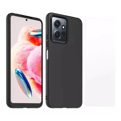 Xiaomi Redmi Note 12 4G műanyag hátlap tok + kijelzővédió fólia szett , fekete