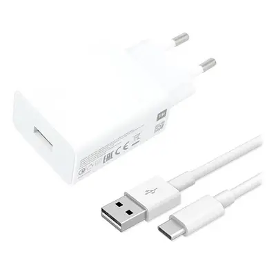 Xiaomi MDY-11-EP hálózati töltő adapter USB + Type-C adatkábel, 22,5W, fehér, ECO csomagolásban