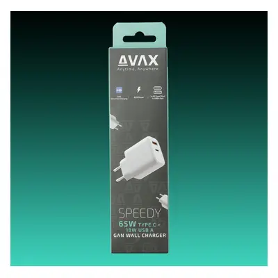 AVAX CH360 SPEEDY 65W GaN töltő USB-C (PD3.0)+USB A (QC), fehér