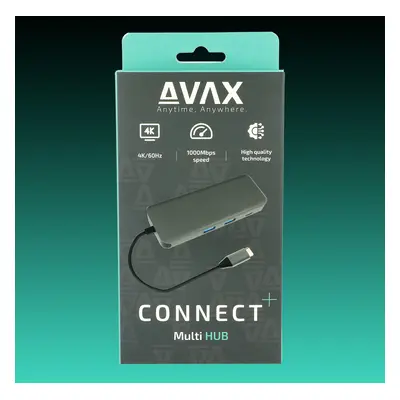 AVAX HB612 CONNECT+ 8in1 Multi HUB 2xUSB 3.0, USB-C, HDMI(4K/60Hz), RJ45, TF/SD, PD 100W