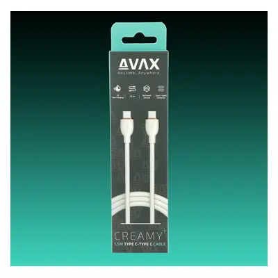 AVAX CB622 CREAMY+ USB-C - USB-C gyorstöltő kábel 60W, 1.5m fehér-roséarany