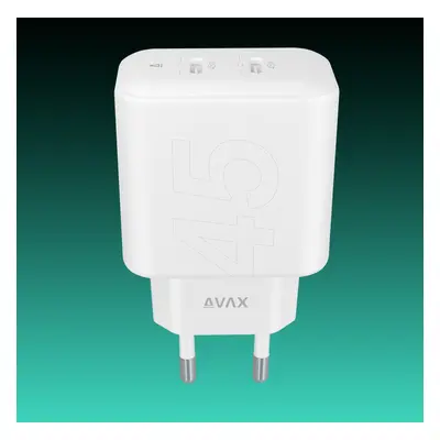 AVAX CH602W SPEEDY+ 45W GaN gyors töltő adapter 2x USB-C (PD3.0), fehér